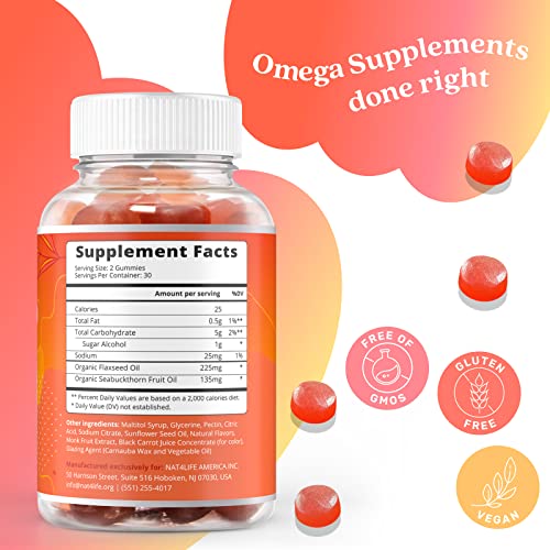 Organic Omega 3 Gummies with Omegas 6, 7, 9, DHA & 