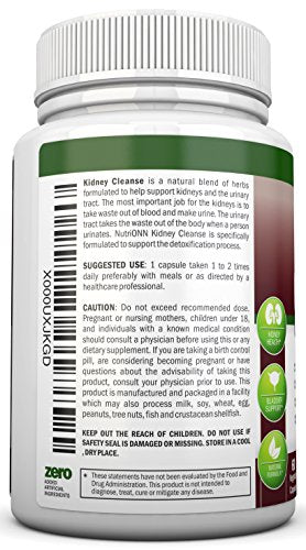 KIDNEY CLEANSE - Detox and Support For Urinary Tract, Bladder and Kidneys - All Natural Herbal Supplement Formula With Organic Cranberry, Astragalus, Turmeric, Goldenrod, Gravel Root, Juniper and More