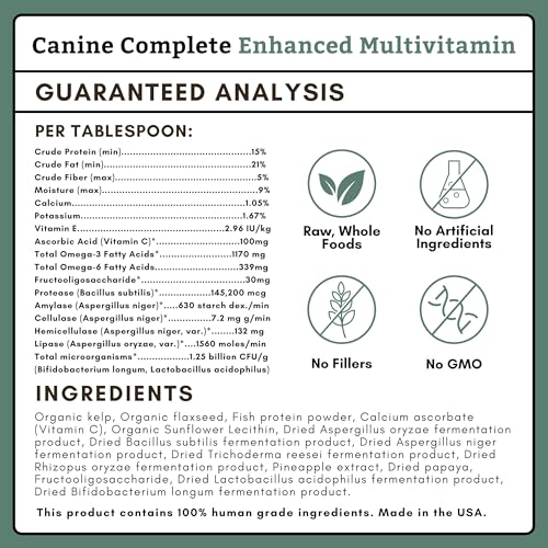 Canine Complete Dog Multivitamin - 2 Lb - Nutrient-Rich Multi-Vitamins and Supplements - Whole-Food Powder for Immune System, Skin, Coat & Overall Health