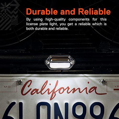 TRUE MODS 2pc Chrome Boat Trailer LED License Plate Lights [DOT FMVSS 108] [SAE L] [Surface Mount] [Waterproof] [12V DC] Universal Courtesy Step Tag Lamp for Auto Work Utility Flat Bed Semi Truck RV