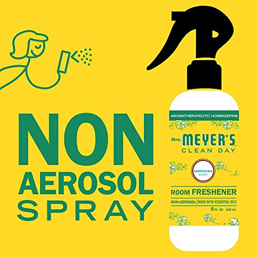 MRS. MEYER&#39;S CLEAN DAY Room and Air Freshener Spray, Non-Aerosol Spray Bottle Infused with Essential Oils, Honeysuckle, 8 fl. Oz