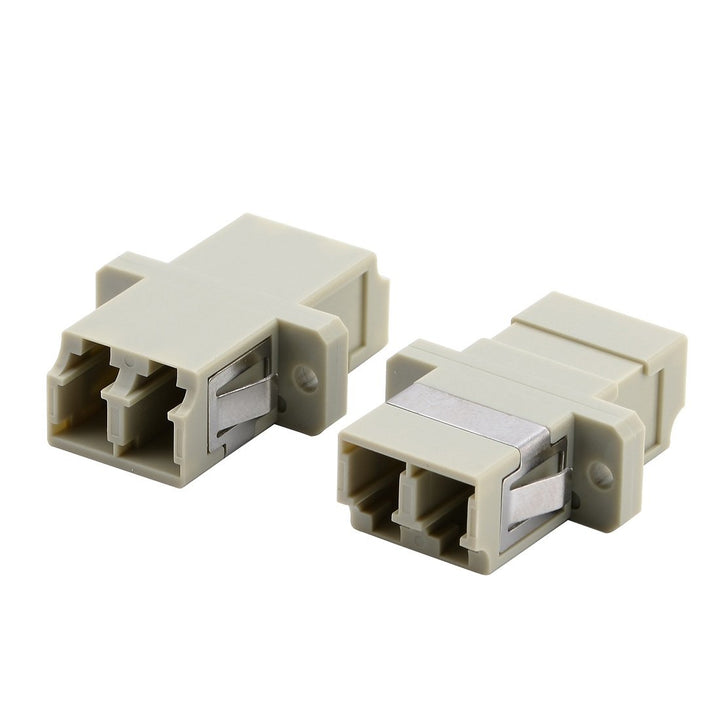 LC Fiber Optic Adapter - LC to LC Duplex Multimode Coupler - 5 Pack - Beige