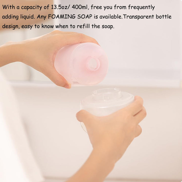 Automatic Soap Dispenser - Cute Penguin Touchless Foaming Hand Soap Dispenser, Waterproof &amp; USB Rechargeable, 13.5oz/ 400ml for Bathroom Countertop, Kitchen, Preschool Children, Pink