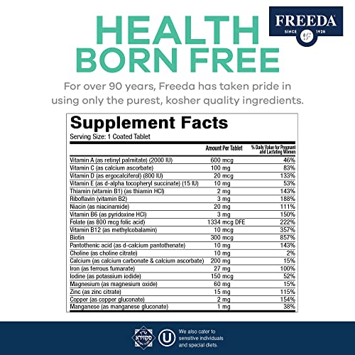 FREEDA Prenatal Vitamin - Kosher Prenatals - Prenatal V