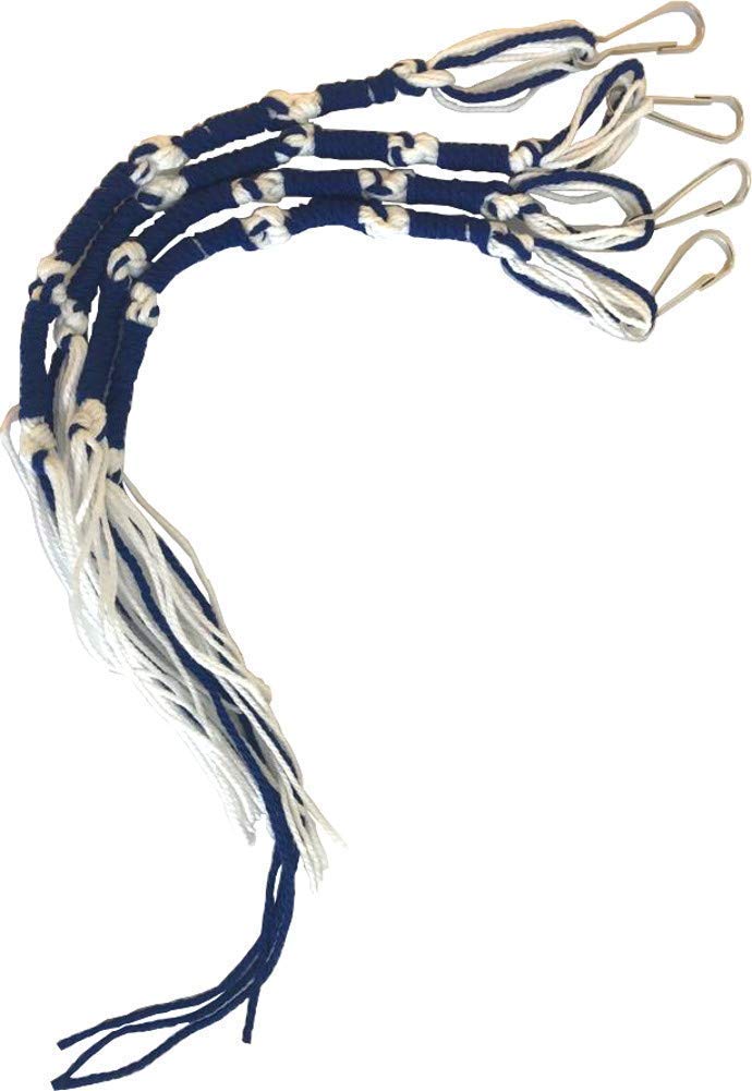 Pants/Jeans Tzitzits (Set of Four) White with Blue Thread - Tassels with Hanging Hooks (with Longer Blue Messiah Thread) (Royal Blue)