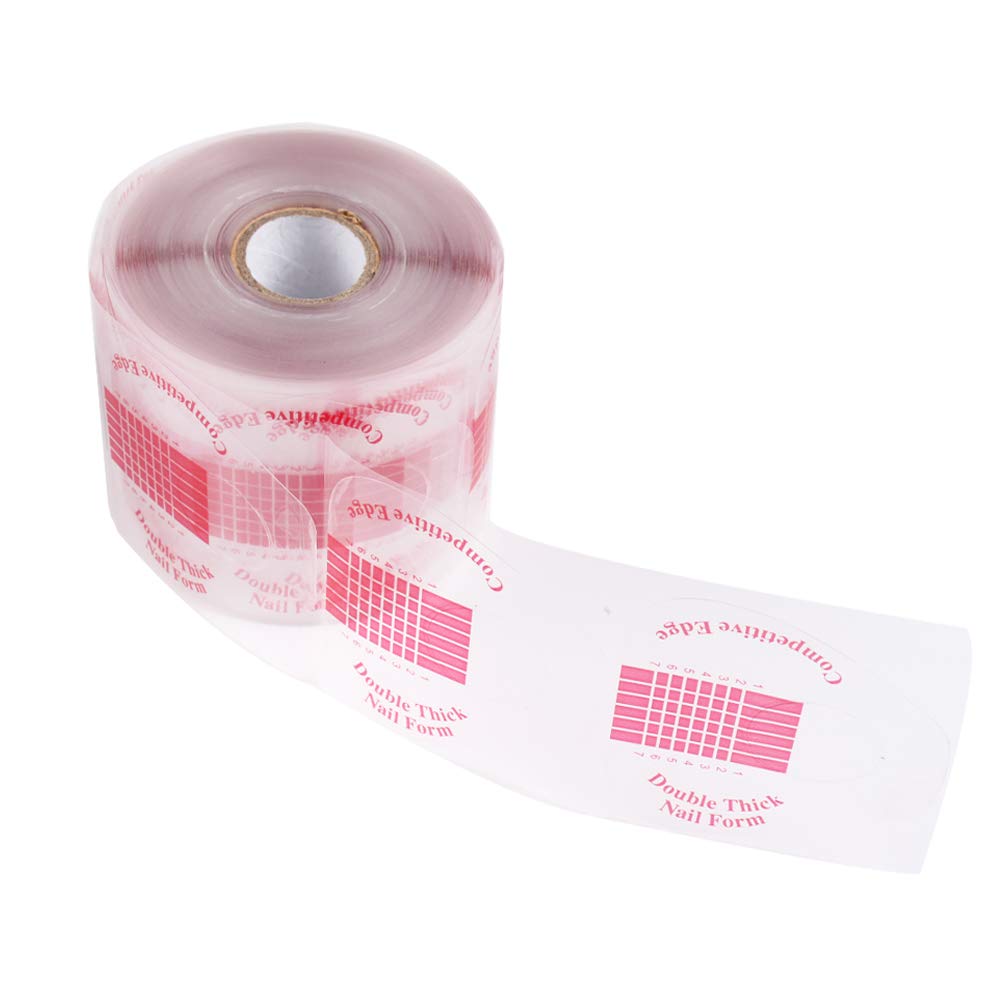 Beauty Leader 500 Pcs/Roll Nail Form Stickers Clear Nail Art Guide Form Acrylic UV Gel Tips Extension (C-Red)
