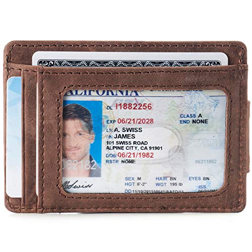 Harper Mens RFID Slim Front Pocket Wallet Magnetic Money Clip ID Card Holder Leather Distressed Brown