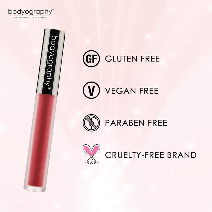 Metallic Liquid Lipstick (Strawberry): Bright Red Salon Makeup Long-Wearing Lipstick w/Sheen | Vegan, Gluten-Free, Cruelty-Free, Paraben-Free