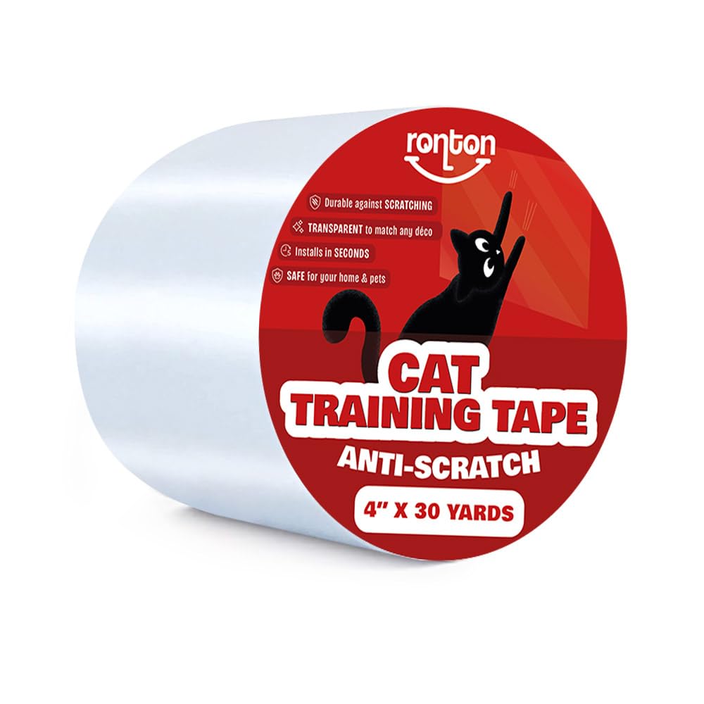 Anti Cat Scratch Deterrent Tape, 4 x 30 Yards Roll Anti Cat Scratch for Furniture | 100% Transparent - Double Sided Cat Training Tape| Couch, Door, Furniture Protector