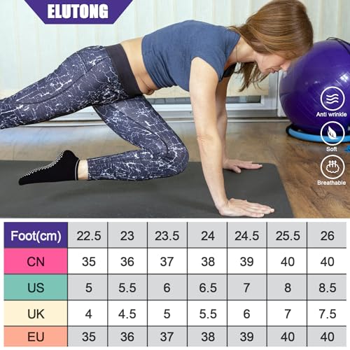 Non Slip Yoga Socks for Women Anti-Skid Pilates Ballet Barr Dance Athletic Sticky Grips Socks at Home Hospital