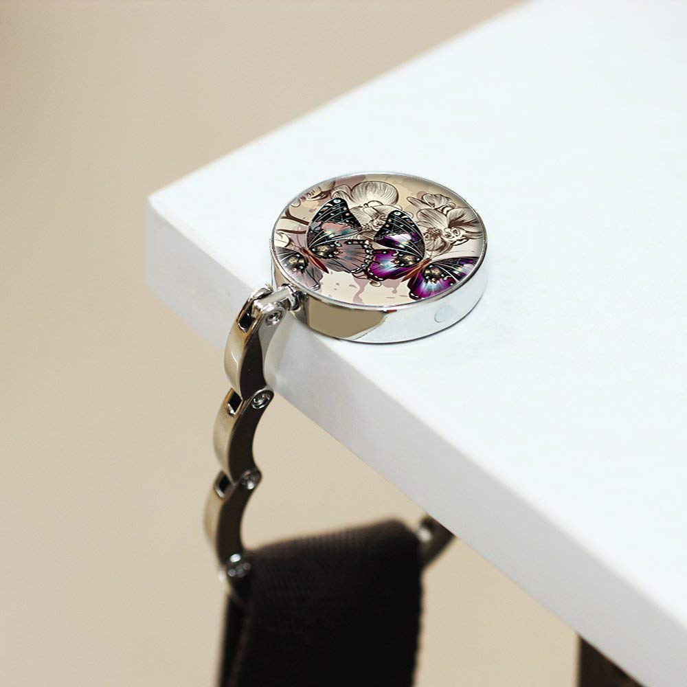 Bright Butterfly Purse Hanger Purse Hook for Table Foldable Handbag Storage Folding Decor Table Hook