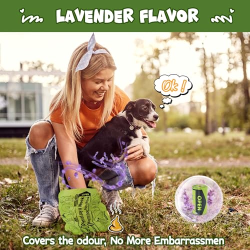 Strong-Endurance Dog Poop Bag Set with Dispenser &amp; Leash Clip, Thick Waste Poop Bags for Puppy/Small/Medium/Large Dog &amp; Cat