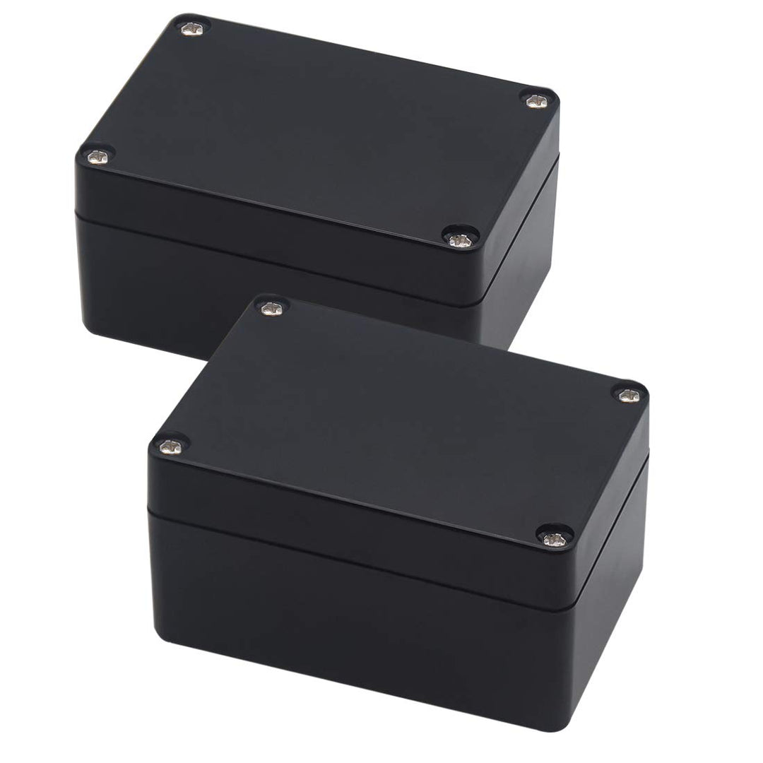 Junction Box, Project Box IP65 Waterproof Outdoor Box ABS Plastic Electrical Boxes Electronic Enclosure Black 3.94 x 2.68 x 1.97 inch (100X68X50mm) (Pack of 2)