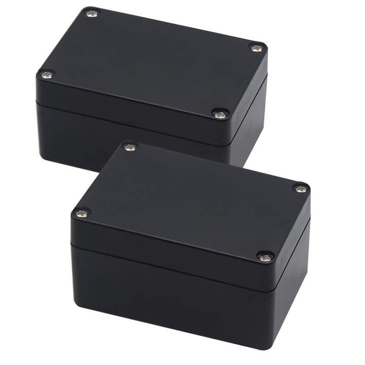 Junction Box, Project Box IP65 Waterproof Outdoor Box ABS Plastic Electrical Boxes Electronic Enclosure Black 3.94 x 2.68 x 1.97 inch (100X68X50mm) (Pack of 2)
