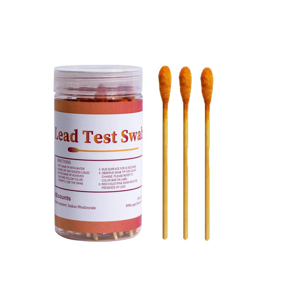 (60 Rapid Home Testing Swabs) Lead Test Swab Kit,30-Second Results. Dip in Water. Home Use for All Surfaces - Painted,Metal, Toys,Dishes, Ceramics,Jewelry,Wood,High-Sensitive, Non-Toxic Test (60)