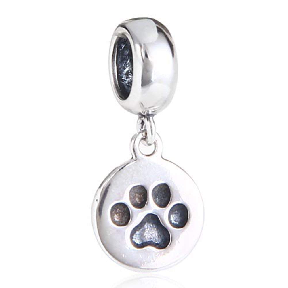 Puppy Dog Paw Charm 925 Sterling Silver Pet Charm Dog Charm for Bracelet (B)