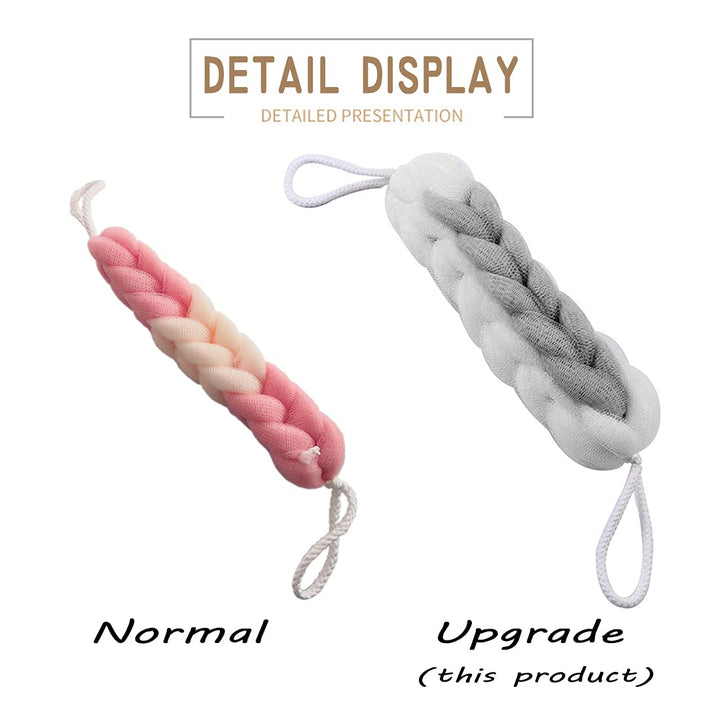 2 Packs Long Stretch Back Sponge with Rope Handles Back Scrubber Bath Shower Mesh Sponge Exfoliating Body Scrub Stretch Braided Loofah for Men and Women (Gray+Green)