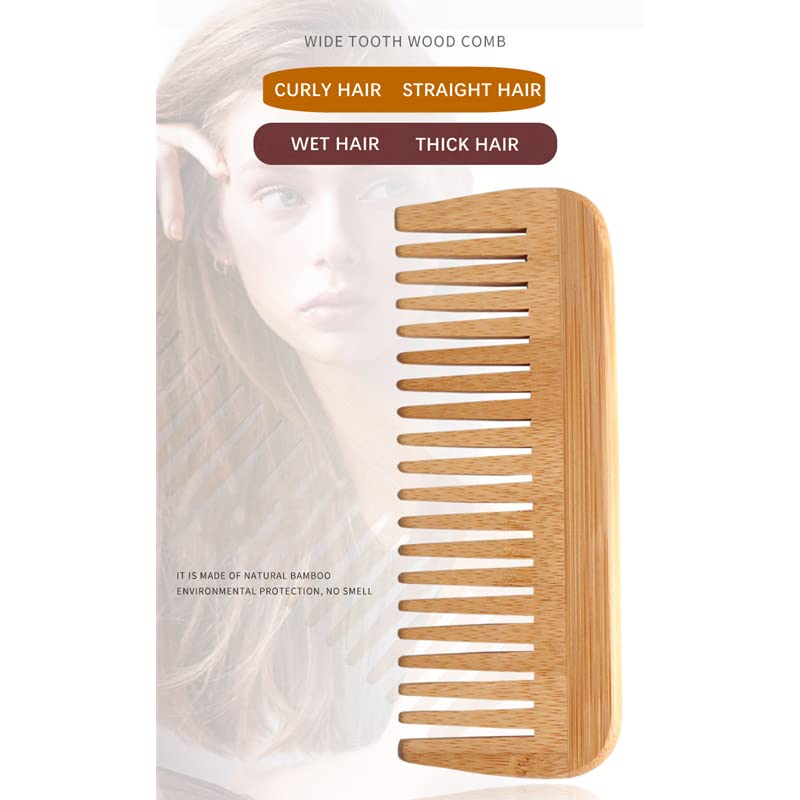 Wide-Tooth Comb bamboo,Large Hair Detangling Comb Wide 