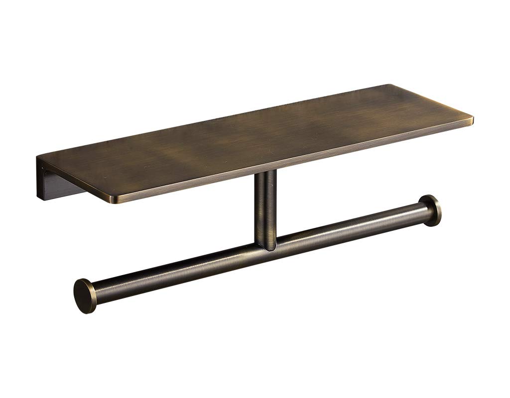 Sanliv Gold Toilet Paper Holder,Double Roll Toilet Paper Holder with Bathroom Storage Shelf,Wall Mount Brass Toilet Tissue Dispenser for Home and Hotel