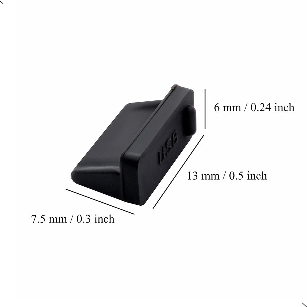 30 Pcs Silicone USB Cap Port Cover Anti Dust Protector for Female End Black