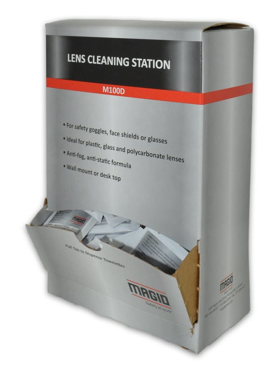 MAGID Lens Cleaning Towelettes, [100 Pack], Individually Wrapped Wipes Silicone Free Towelettes With Pre-Moistened Feature, Glasses Cleaner, Lens Cleaner Wipes, M100D