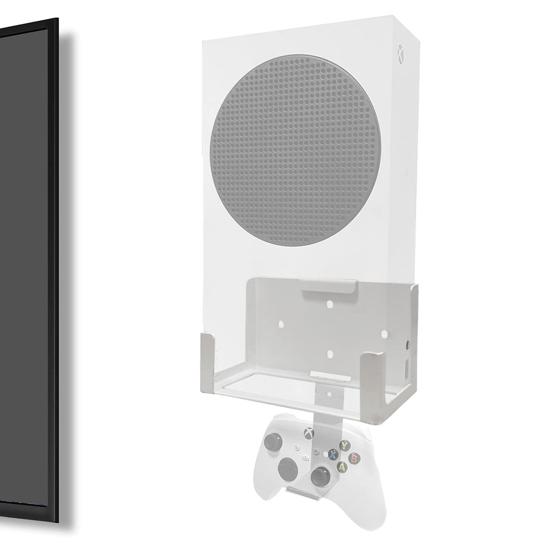 Wall Mount for Xbox Series S (Mount The Console &amp; Accessories on Wall Near or Behind TV Left/Right), Wall Shelf Bracket Kit for XSS System