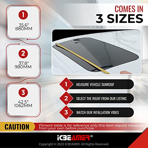 [Upgraded 2024] 37.8 980mm Sunroof Wind Deflector,Universal Fit Tinted Moonroof Visor for Deflecting Noise, Rain and Windy Weather, Car Accessories Sun Shade Dark Smoke Smooth/Waterproof