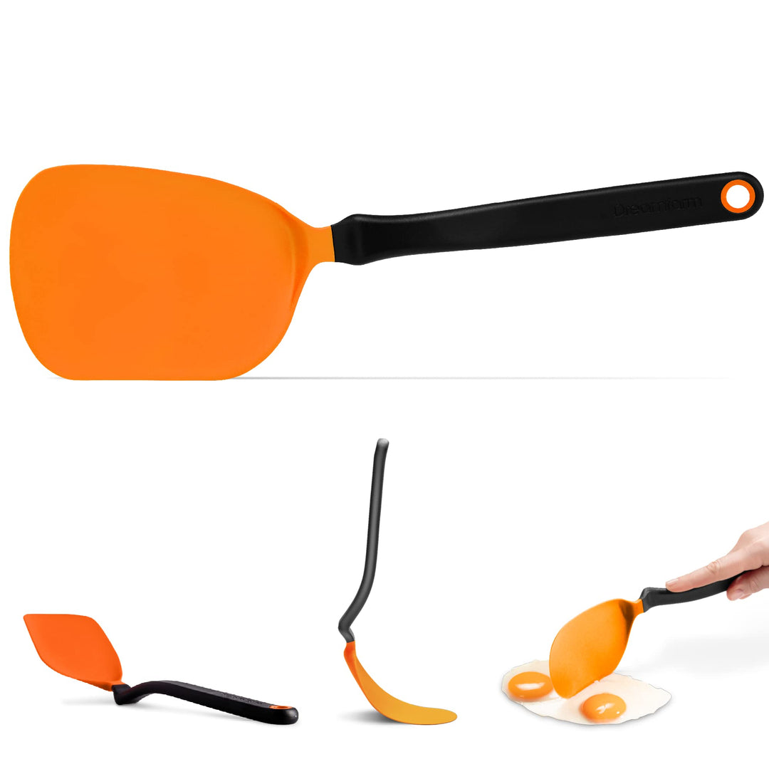 Dreamfarm Chopula Non-Stick-Safe Super-Flexible Sit-Up Spatula with Strong Flat Edge to Separate Food - 12 Orange