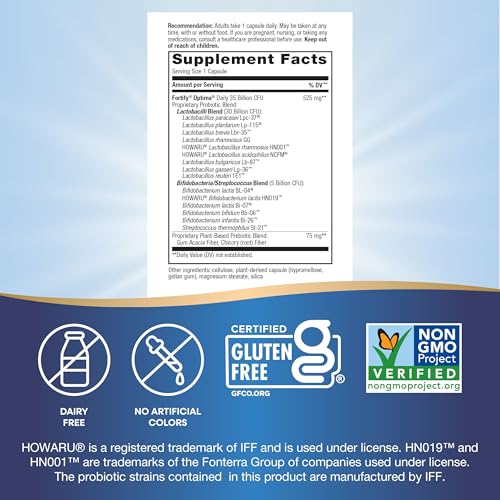 Nature&#39;s Way Fortify Optima Probiotic for Adults, 35 Billion Live Cultures, 15 Strains, Supports Digestive Balance and Immune Health*, No Refrigeration Required, 60 Capsules (Packaging May Vary)