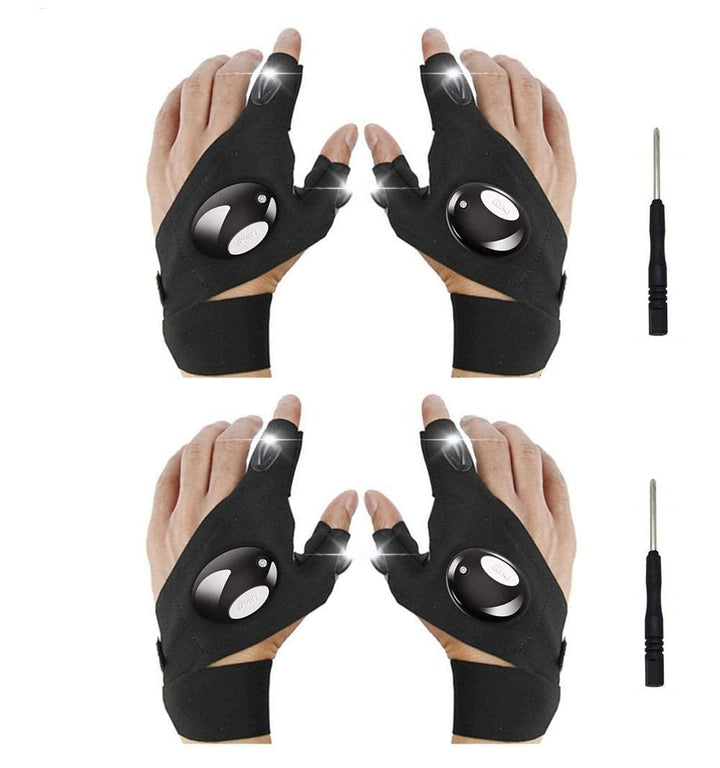 XIANGZHU 2 Pairs Flashlight LED Gloves, Fingerless LED 