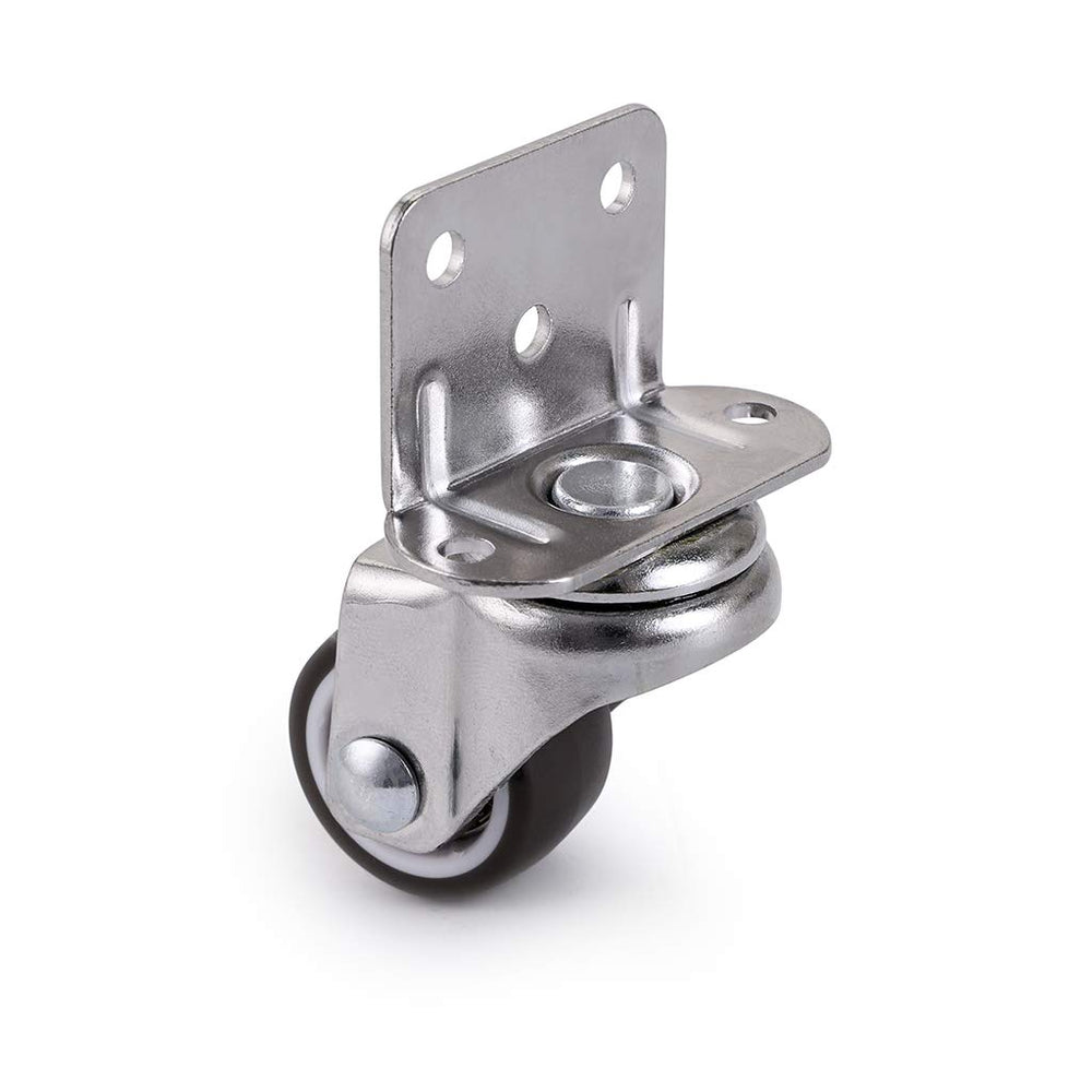 4 Pcs 1 Inch Side Mounting Casters, TPE Swivel Plated Caster Wheels, L- Shaped Mute Wheel, Replacement for Baby Bed, Carts Trolley, Kitchen Cabinet, Furniture, Table, Loading Capacity 100 Lbs