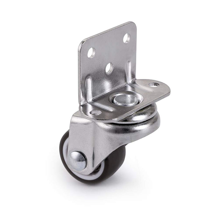 4 Pcs 1 Inch Side Mounting Casters, TPE Swivel Plated Caster Wheels, L- Shaped Mute Wheel, Replacement for Baby Bed, Carts Trolley, Kitchen Cabinet, Furniture, Table, Loading Capacity 100 Lbs