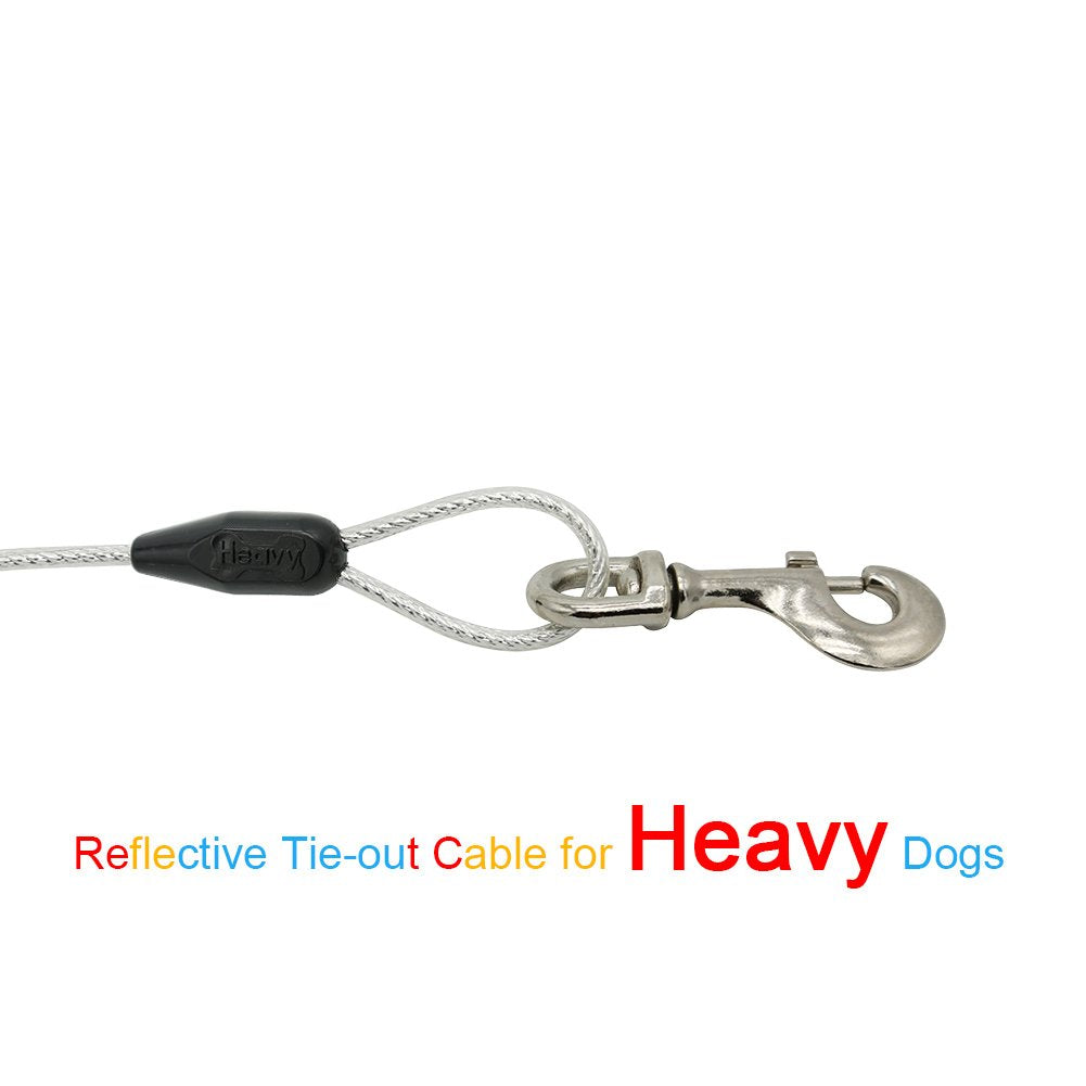30ft Reflective Tie-Out Cable for Heavy Dogs Up to 125 Pounds