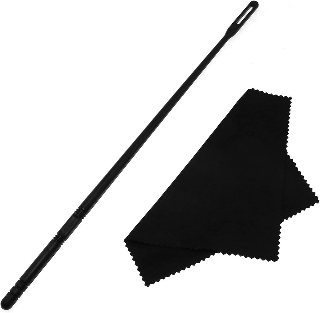 Flute Cleaning Rod with 3pcs Cleaning Swabs Flute Cleaning Kit Flute Cleaner Flute Polishing Cloth, Black