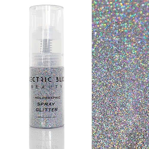 Holographic Silver - Shiny Glitter Spray, Body Glitter Spray, Hair Glitter Spray, Glitter Spray for Hair &amp; Body Face Glitter, Eye Glitter, Body Glitter Rave Glitter Festival Accessories