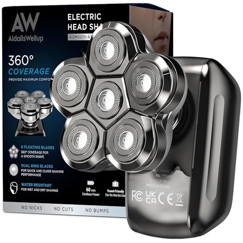 AidallsWellup Head Shavers for Bald Men: As Seen on NBC Select Cordless Head Shaver - Waterproof Electric Razor Grooming Kit, Dry Wet Shaving for Men