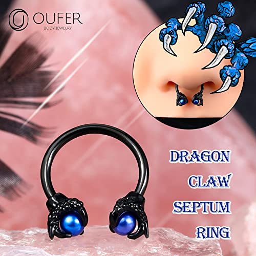 Claw Daith Earrings, 316L Surgical Steel Septum Piercing Jewelry, Pearl Cartilage EarRing Hoop, Ear Body Piercing Jewelry Helix Earrings for Women