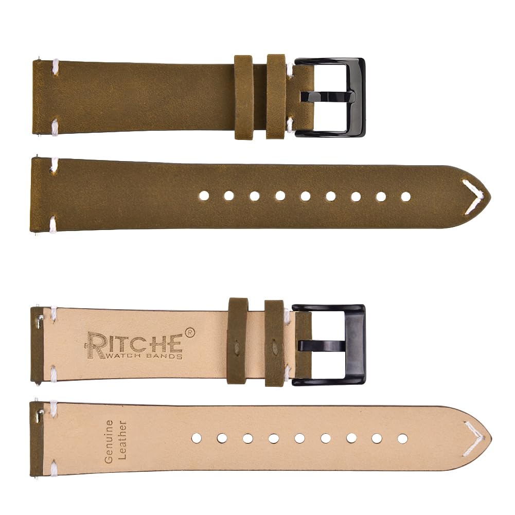 22mm Classic Genuine Leather Watch Bands Quick Release Vintage Leather Watch Straps Compatible with Fossil Watch for Men, Valentine&#39;s day gifts for him or her