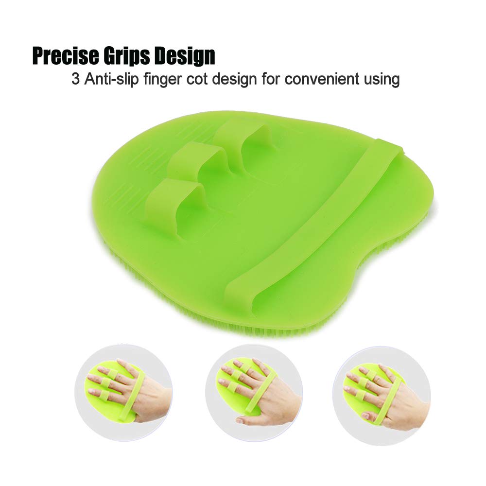 1 Pack Pure Silicone Food-grade Body Brush Shower Cleansing Scrubber Gentle Exfoliating Glove Soft Bristles (Blue)