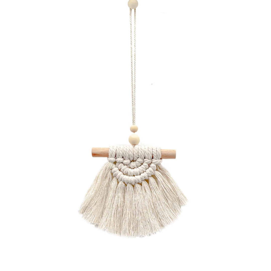 Mini Macrame Boho Wall Hanging, Cute Boho Art Woven Car Hanging Ornaments, Boho Car Charm Macrame Decoration for Nursery, Apartment, Bedroom Dorm, Home, Office, Handmade, Gift Idea (1pcs)