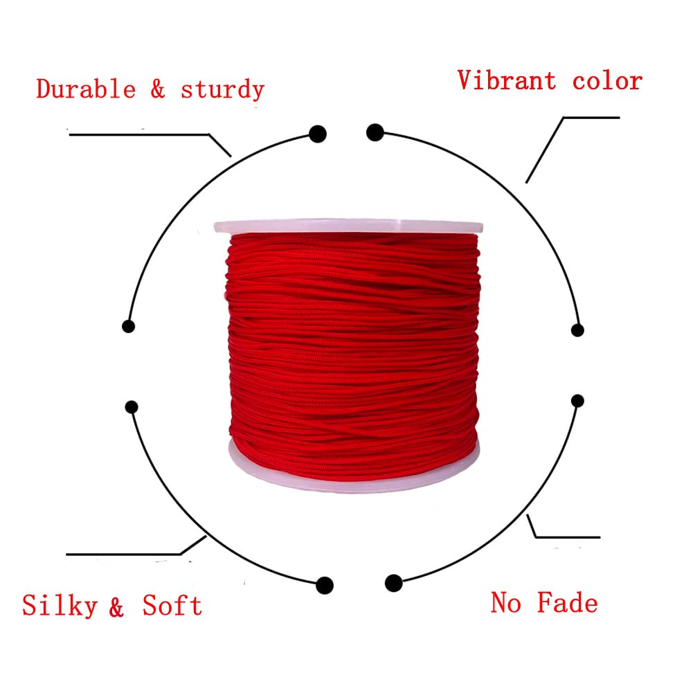150 Yards 0.5mm Nylon Beading Cord Braided Nylon Thread String for Chinese Knotting, Bracelet, Necklace, Macramé, Jewelry Making,Sewing (Red)