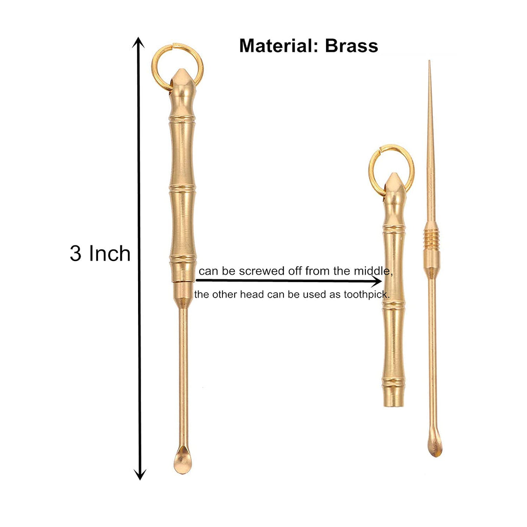 3 Pieces Chinese Gourd Brass Wu Lou Keychains with 1 Pcs Brass Ear Spoon Keychain, Feng Shui Coins Calabash Decorations Pendant for Good Luck, Wealth Success and Longevity, Blessing Paper in it