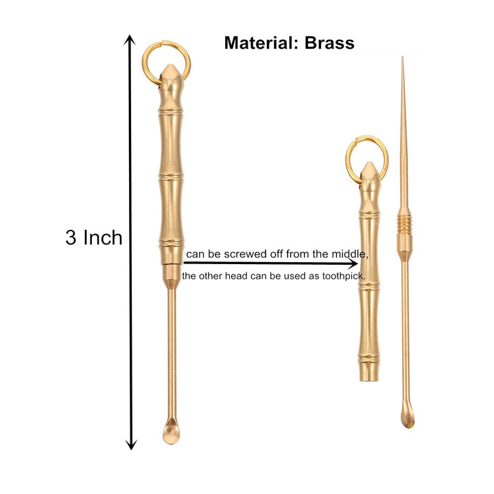 3 Pieces Chinese Gourd Brass Wu Lou Keychains with 1 Pcs Brass Ear Spoon Keychain, Feng Shui Coins Calabash Decorations Pendant for Good Luck, Wealth Success and Longevity, Blessing Paper in it