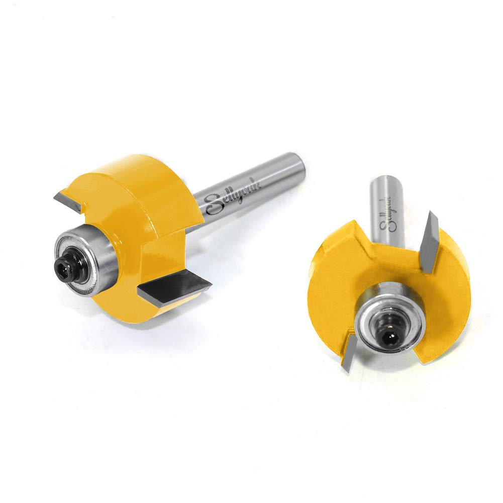 1/4 Inch Shank Rabbet Router Bit with 6 Bearings Set, SellyOak Multi Rabbeting Router Bit Set for Multiple Depths (1/8, 1/4, 5/16, 3/8, 7/16, 1/2 Interchangeable and Adjustable Bearings)