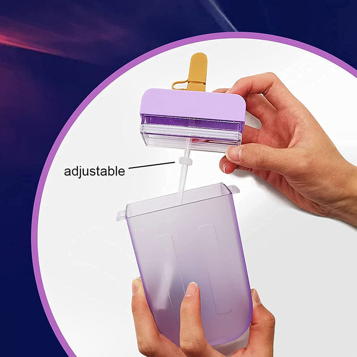 AGUDOU Cute Water Bottles with Straw, Sports Popsicle W