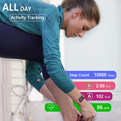 Slim Fitness Tracker with Blood Oxygen, Blood Pressure, 24/7 Heart Rate and Sleep Tracking, IP68 Waterproof Activity Trackers and Smart Watches with Step Tracker, Pedometer for Women Men