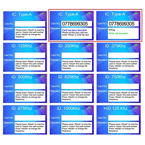 English 10 Frequency RFID NFC Card Copier Reader Writer for IC ID Cards and All 10pcs 125kHz Cards+10pcs ID 125kh Key Fobs+10pcs 13.56mhz UID Key +1USB