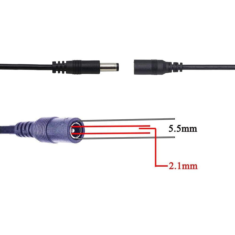 4pcs LED Strip Light Inline On/Off Switch Cable DC Jack 5.5x2.1mm Male to Female Connector, DC Jack Switch, LED Tape Connector, 12V Inline Rocker Switch DC Power Adapter Connector, 12inch