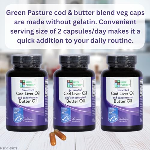 Fermented Cod Liver Oil Blend and Concentrated Butter Oil Blend - 120 Capsules