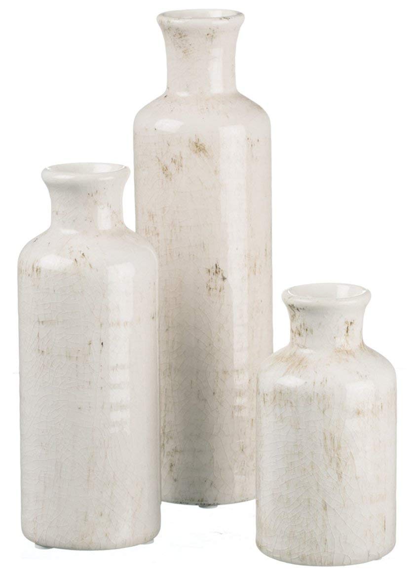 Sullivans White Ceramic Vase Set, Farmhouse Decor, Home